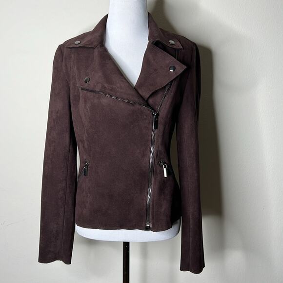 Kut From the Kloth Brown Faux Suede Moto Jacket - Picture 1 of 7